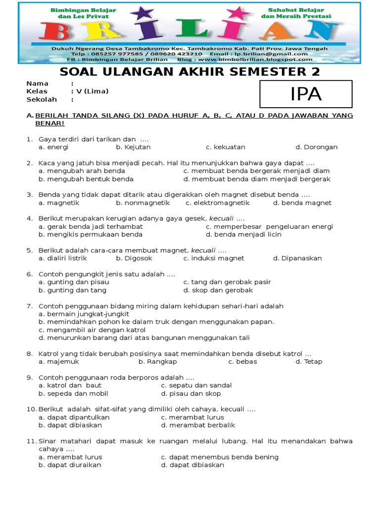 Download 50 Soal IPA Bab 5 Kelas 1 SMP Semester 2, Ternyata Ini Rahasia Nilai Sempurna.