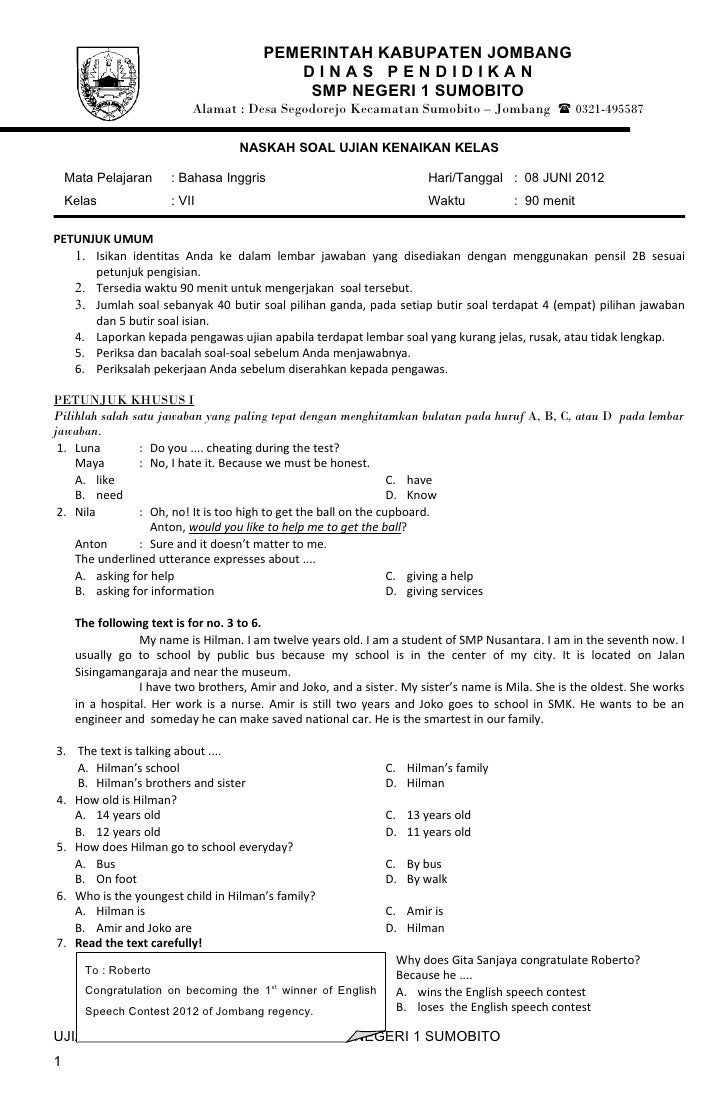 Soal Bahasa Inggris Kelas 5 Semester 2 2020 Matematika kelas 5 Soal Bahasa Inggris Kelas 5 Semester 2 2020 Matematika kelas 5