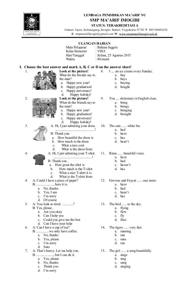 Akhirnya Terungkap Bocoran 50 Soal Bahasa Inggris Kelas 8 Semester 2 yang Wajib Kamu Tahu Akhirnya Terungkap Bocoran 50 Soal Bahasa Inggris Kelas 8 Semester 2 yang Wajib Kamu Tahu