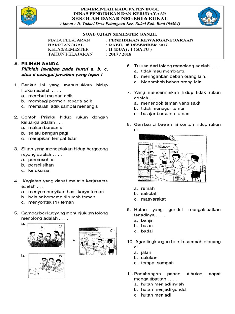 7 Contoh Soal PKN Hidup Rukun Kelas 2 SD Beserta Kunci Jawaban yang Wajib Diketahui 7 Contoh Soal PKN Hidup Rukun Kelas 2 SD Beserta Kunci Jawaban yang Wajib Diketahui