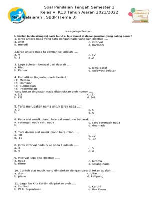 7 Contoh Soal SBDP Kelas 6 Semester 1 Kurikulum 2013 Bikin Nilai PTS Meningkat 7 Contoh Soal SBDP Kelas 6 Semester 1 Kurikulum 2013 Bikin Nilai PTS Meningkat