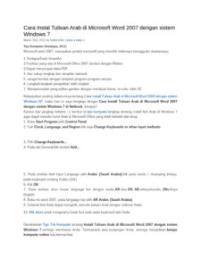 Instalasi Tulisan Arab di Word 2007 PDF