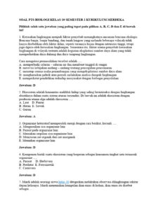 Soal PTS Biologi Kelas 10 Semester 2 PDF
