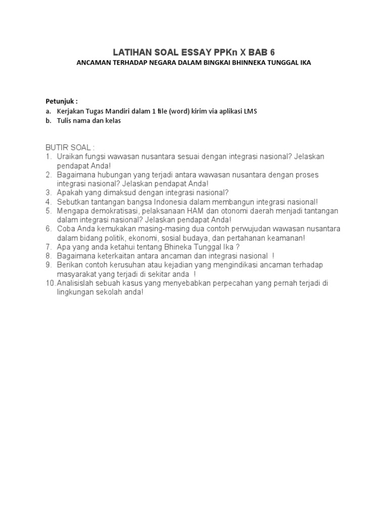 Terungkap! 7 contoh soal pkn kelas 10 semester 2 bab 6 essay yang Wajib Kuasai Sekarang Terungkap! 7 contoh soal pkn kelas 10 semester 2 bab 6 essay yang Wajib Kuasai Sekarang