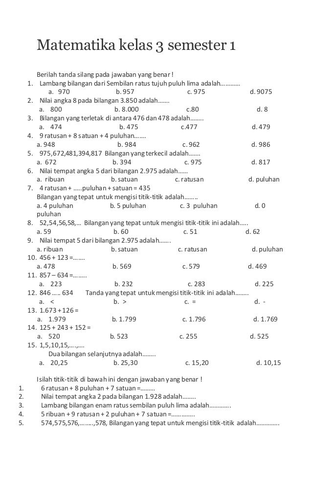 7 Rahasia Kisi-Kisi Soal Matematika SD Kelas 3 Semester 1 Bikin Nilai Naik 7 Rahasia Kisi-Kisi Soal Matematika SD Kelas 3 Semester 1 Bikin Nilai Naik