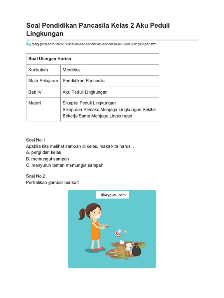 Contoh Soal PKN Cinta Lingkungan Kelas 2 SD Bikin Guru Terkagum, Simak 5 Tips Praktis Contoh Soal PKN Cinta Lingkungan Kelas 2 SD Bikin Guru Terkagum, Simak 5 Tips Praktis
